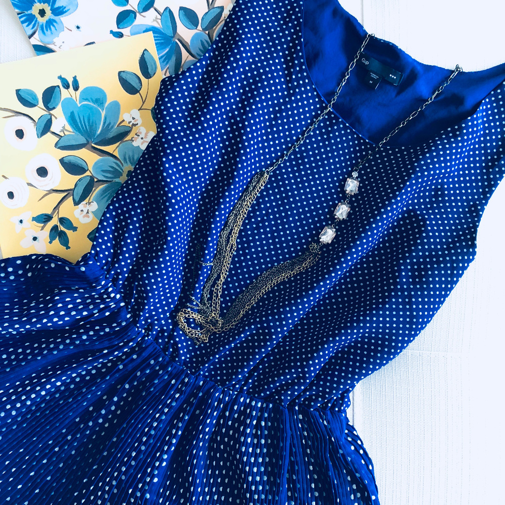 Gap Polka Dot Chiffon Pleated Dress